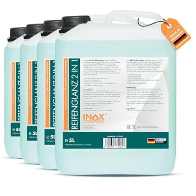 Abbildung von INOX® Reifenglanz 4x5L Auto Kunststoffpflege &amp; Gummipflege für Außen Schwarz Reifenpflege Autoreifen Pflege und Reifen Reiniger Reifenschwarz
