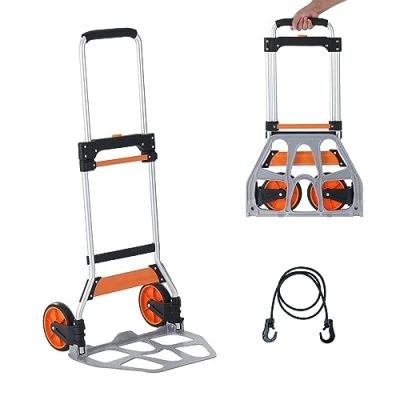 Abbildung von VEVOR Sackkarre Klappbar 125kg Transportkarre aus Aluminiumlegierung und Kunststoff Stapelkarre mit verstellbarem Griff 820 1105mm Faltbarer Trolley inkl. Bindeseil kompakte Größe zum Verstauen