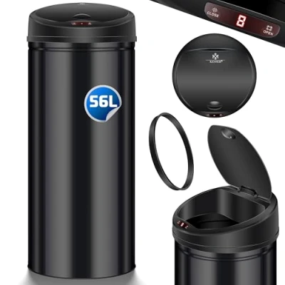 Abbildung von KESSER Sensor Mülleimer ✓ Automatik Abfalleimer Abfall Edelstahl 56 Liter SCHWARZ