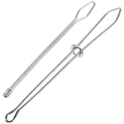 Abbildung von HEALLILY Durchziehnadeln Einfädler mit Pinzette für Gummibänder Elastisches Kordelzug Garn 2 Stück (Silber)