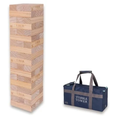 Abbildung von Ubergames Riesenwackelturm bis 90+ cm XXL Jumbo Hi Tower in Tasche 0,9m (max im Spiel. Massiver Kiefer Holz Spiel Extra Luxusblöcke und (bis cm)