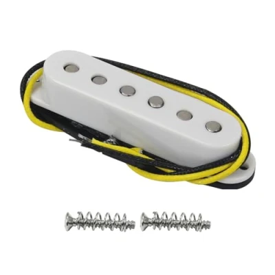 Abbildung von FLEOR Single Coil Tonabnehmer Alnik 5 ST Bridge Gitarren versetzt für SQ E Gitarre, weiß