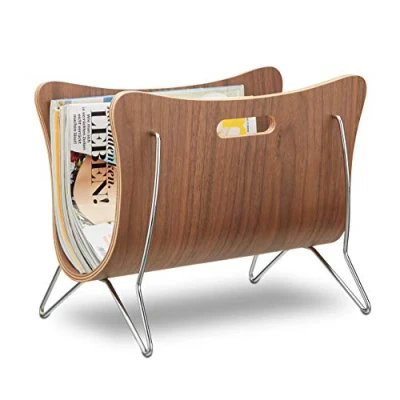 Abbildung von relaxdays Zeitungsständer aus Holz braun gebogen