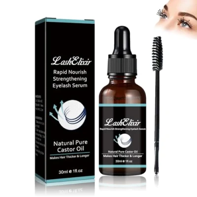 Abbildung von Gfouk Lash Elixir Rapid Wachstum verstärkt das Wimpernserum, organisches Rizinusöl Stärkung und Ernährung Ihrer natürlichen Wimpern (1set)