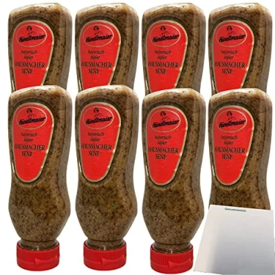 Abbildung von Händlmaier&#039;s Hausmachersenf süß Süßer Senf 8er Pack (8x225ml Flasche) + usy Block