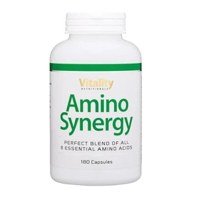 Abbildung von Amino Synergy für mehr Muskelkraft und regenerierende Vitalität. 8 essentielle Aminosäuren in freier Form einfache Aufnahme