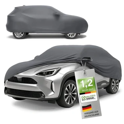 Abbildung von WALSER Premium Abdeckung Auto Indoor Stretch Plus Qualitätssieger Sehr Gut* Autoabdeckung Winter Autogarage Autoplane Abdeckplane SUV S anthrazit