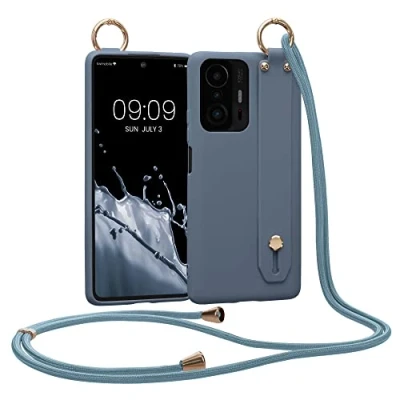 Abbildung von kwmobile Hülle kompatibel mit Xiaomi 11T / Pro Handyhülle Schlaufe Ring Handy Cover Case in Dunkler Schiefer