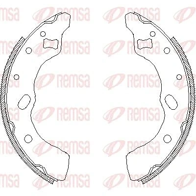 Abbildung von REMSA 4639.00 Bremsbacken Hinterachse 180 31 ohne Hebel MAZDA: 121 II Limousine, FAMILIA 5