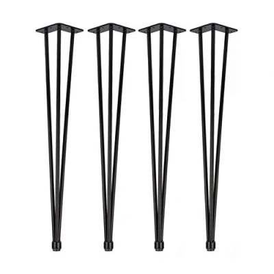 Abbildung von Natural Goods Berlin 4X Hairpin Legs Adjustable Tischbeine Höhenverstellbar 12mm Stahl Esstisch, Schreibtisch, Tischgestell, Tischkufen DIY (71cm 3 Streben Schwarz)