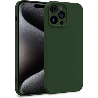 Abbildung von MyGadget Silikon Hülle kompatibel mit Apple iPhone 15 Pro Max Zweilagige Handyhülle Kameraschutz Cover Innenfutter &amp; außen Olivgrün