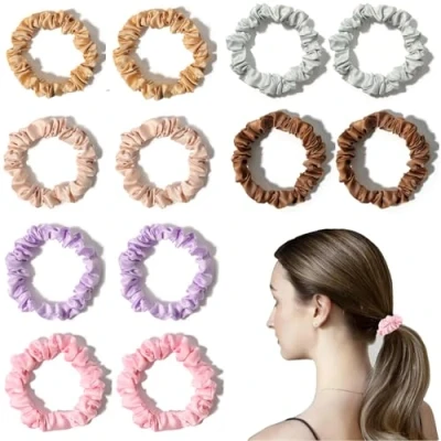 Abbildung von NAMIC 12 Stück Lolalet Haargummis Seide Scrunchies für Damen, 6 Farben, Einfarbiger, Elastische Pferdeschwanz, jeden Tag, Weiche Zopfgummis