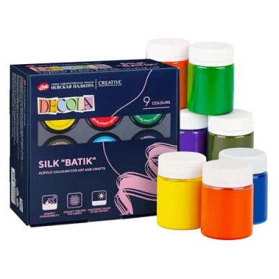 Abbildung von Decola Seidenfarben Set 9 x 50 ml Batikfarben Textilfarben/Stofffarben abwaschbar Qualität von Nevskaya Palitra