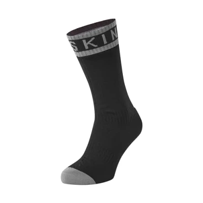 Abbildung von SealSkinz Unisex Waterproof Warm Weather Mid Length with Hydrostop Socken für Erwachsene, schwarz/grau, L