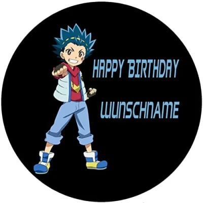 Abbildung von Fondant Tortenaufleger Tortenbild Geburtstag kompatibel mit BEYBLADE personalisierbar WUNSCHNAME