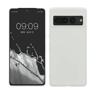 Abbildung von kwmobile Hülle kompatibel mit Google Pixel 7 Pro weiches TPU Silikon Case Cover geeignet für kabelloses Laden Weiß matt
