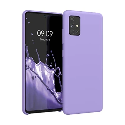 Abbildung von kwmobile Hülle kompatibel mit Samsung Galaxy A51 Silikon Handy Case Handyhülle weiche Oberfläche kabelloses Laden Veilchen Lila