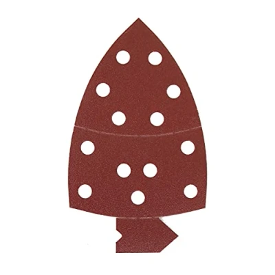Abbildung von Mirka Red Deltaschleifer Schleifpapier Holz Schleifdreiecke Klett / 105x150x150 mm Haftung 13 Loch Korn P80 5 Stück zum Schleifen von Holz, Metall und Kunststoff