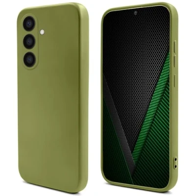 Abbildung von Moozy Lifestyle. Hülle für Samsung Galaxy S24 5G, Premium Silikon Handyhülle Schutzhülle mit Mattem Finish und Weichem Mikrofaserfutter, Phone Cover Case, Olivgrün