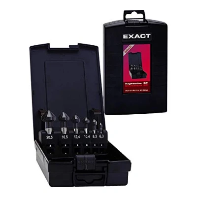 Abbildung von Exact 51157 Kegelsenkungssatz 6 teilig 6,3 mm, 8,3 10,4 12,4 16,5 20,5 mm HSS TiAIN Zylinderschaft 1 Satz