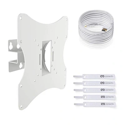 Abbildung von TV Wandhalterung für 17 42 Zoll (ca.43 107cm) Flach &amp; Curved LCD LED OLED Fernseher TFT Monitor Schwenkbar Neigbar Wand Halter Halterung VESA 50x50 200x200 Weiß