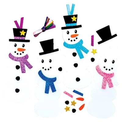 Abbildung von Baker Ross FE951 Schneemann Lesezeichen Bastelsets 6er Pack, für Kinder zum Basteln und Dekorieren, Ideal den Kindergeburtstag