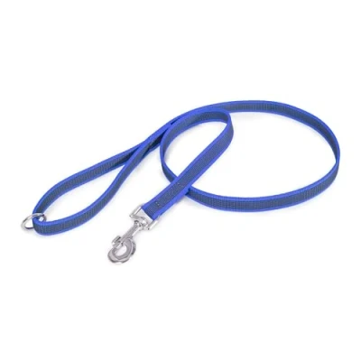 Abbildung von IDC Color &amp; Gray gumierte Leine, 20 mm x 1,2 m mit Schlaufe und O Ring, Blau Grau