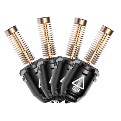 Abbildung von FLASHFORGE AD5M Series Düsenset, hoher Durchfluss von 32 mm3/s, schnelles Aufheizen 35s 200C, 3S Schnellspanner 0,25/0,4 mm Kupferdüse und 0,6/0,8 gehärtete Stahldüse