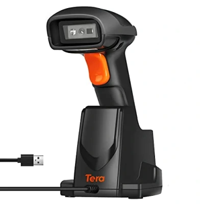 Abbildung von Tera Pro Extreme Leistung 1MP Kamera Barcodescanner QR 2D 1D Bluetooth Barcode Scanner Wireless 2,4G mit USB Ladestation Hochauflösendes Scannen, HW0007