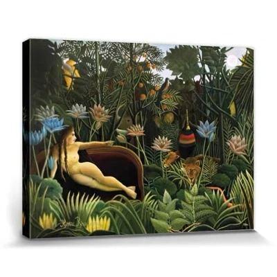Abbildung von 1art1 Henri Rousseau Poster Der Traum, 1910 Bilder Leinwand Bild Auf Keilrahmen XXL Wandbild Kunstdruck Als Leinwandbild 80x60 cm