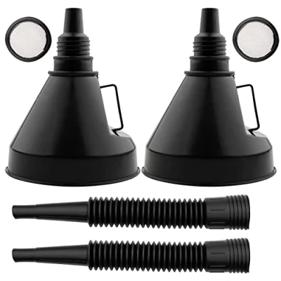 Abbildung von ZEALfix 2pcs Kraftstofftrichter mit Schlauch und Sieb Kunststoff Benzin Diesel Öl Betankungstrichter für Auto Motorrad Haushalt verwendet 130MM Trichter (schwarz)