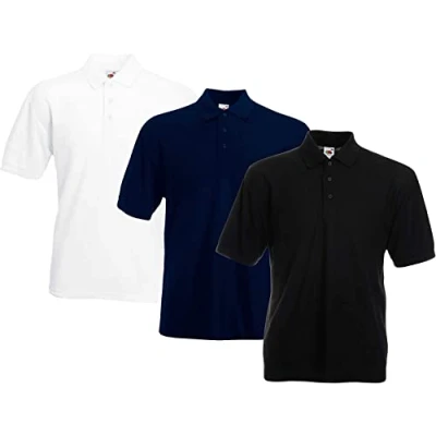 Abbildung von Fruit of the Loom Herren 65/35 Poloshirt,1Weiss1Schwarz1DeepNavy,L (3erPack