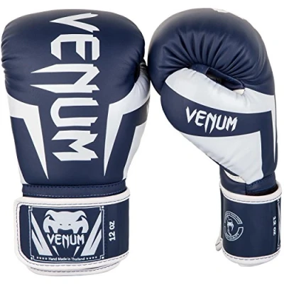 Abbildung von Venum Unisex Elite Boxhandschuhe, Weiss / Marineblau, 12 oz EU