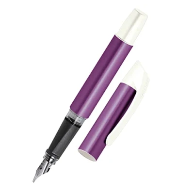 Abbildung von Online Campus Colour Line Schönschreib Füller für Rechtshänder ergonomisches Softtouch Griffstück Standard Tintenpatronen mit hochwertiger Feder Kalligrafie 1,4 mm, Farbe lila
