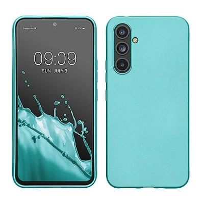 Abbildung von kwmobile Hülle kompatibel mit Samsung Galaxy A54 5G TPU Silikon Handyhülle Schutzhülle stoßabsorbierend flexibel Case in Metallic Mintgrün