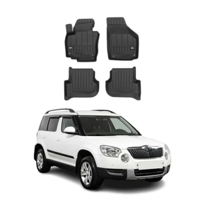 Abbildung von Fußmatten Gummimatten kompatibel mit Skoda Yeti 2009 2017 OMAC Premium 3D Schwarz TPE Gummi