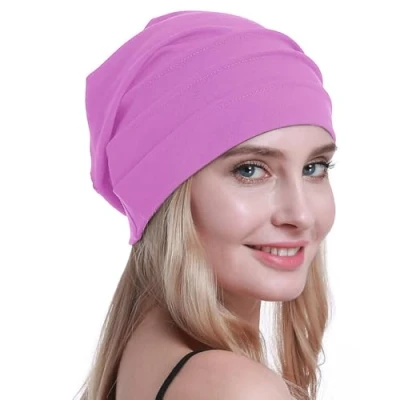 Abbildung von osvyo Baumwolle Chemo Hüte Soft Caps Krebs Kopfbedeckungen für Frauen Haarausfall versiegelt Verpackung,NEON PINK