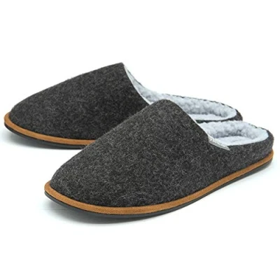Abbildung von Dunlop Mens Hausschuhe Bequem Slip On Pantolettenschuhe Faux Fur Lined Felt Gedächtnisschaum Größens EU 41 46
