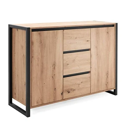 Abbildung von Newroom Kommode Vincent, Wildeiche Sideboard Vintage Industrial Highboard Anrichte Wohnzimmer
