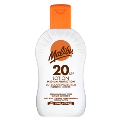 Abbildung von Malibu Mittlerer Schutz, wasserbeständig, mit Vitamin angereichert, LSF 20, Sonnencreen Lotion, 100 ml