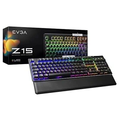 Abbildung von EVGA Z15 RGB Gaming Keyboard, Backlit LED, Hot Swappable Mechanical Kailh Speed Silver Switches (Linear), 821 W1 15DE K2, Black