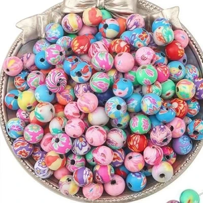 Abbildung von DAHI perlen zum auffädeln ca.200stk Kugel Blumen runde gemischte farbe (8x8mm)