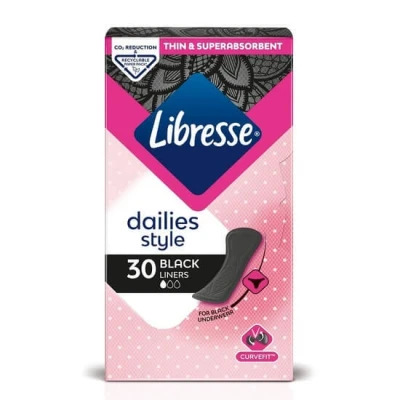 Abbildung von Libresse Slipeinlagen Normal Schwarz 30 Stück Parfümfrei Atmungsaktiv