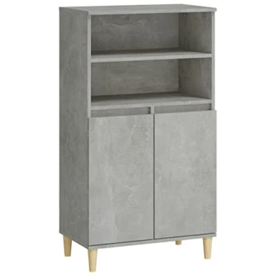 Abbildung von vidaXL Highboard, Sideboard mit 6 Fächern, Mehrzweckschrank Metallfüßen, Kommode Schrank für Wohnzimmer, Modern, Betongrau Holzwerkstoff