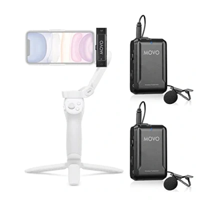 Abbildung von Movo Edge DI Duo Drahtloses Lavalier für iPhone Perfektes kompaktes Lav Mikrofon Smartphone Gimbal Stabilisator Großartig Vlogging, Filmen, Lehrer und mehr