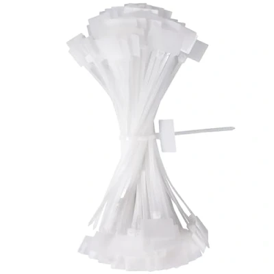 Abbildung von QIMEI SHOP Kabelbinder Tags Weiß 150mm x 3mm Kabelbeschriftung Set Zugfestigkeit 10 kg Verstellbare UV Beständig für Kabelmanagement Gartenarbeit 100 Stück