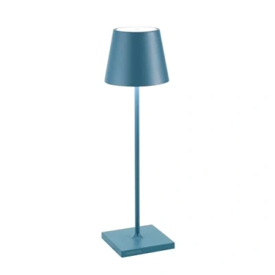 Abbildung von Zafferano Poldina Pro Dimmbare LED Tischlampe aus Aluminium, Schutzart IP54, Verwendung im Innen /Außenbereich, Kontaktladestation, H38cm, EU Stecker (Blau)