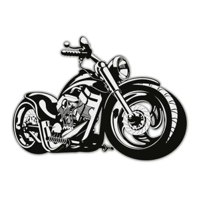 Abbildung von iSecur Wandtattoo Custom Bike, Art. Nr. kfz_517, Schwarz/Weiß, Harley Moped Chopper, Tattoo für die Wand, Matt laminiert, Vergilbungsfrei, Raufaser geeignet (800mm x 580mm)