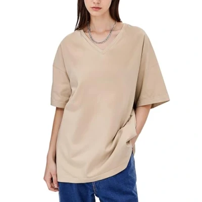 Abbildung von TANTOMI Shirt Tshirt Damen, V Ausschnitt Sommer Tops Lockere Longshirt Damen für die Arbeit und den Alltag Geeignet