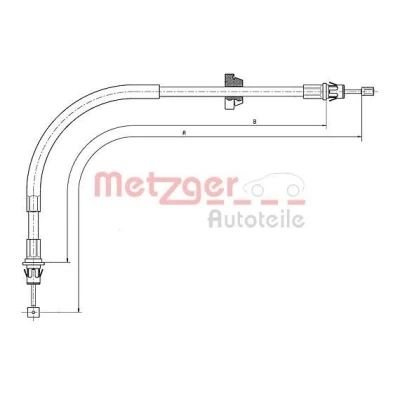 Abbildung von METZGER 11.5571 Handbremsseil vorne 1052/632 COFLE FORD: Transit Mk5 Bus, Pritsche/Fahrgestell, Kastenwagen